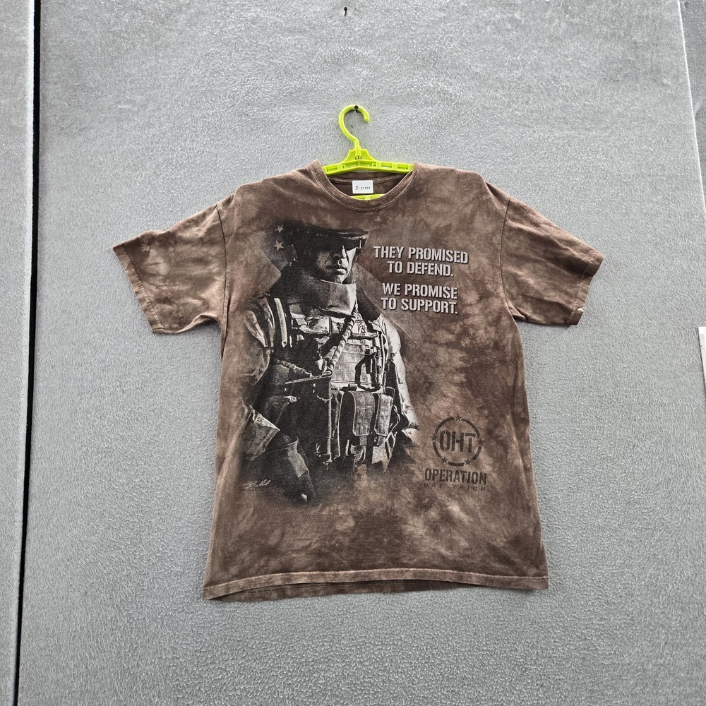 The Mountain Men Shirt L Brown Graphic Soldier Print Casual Grunge READ